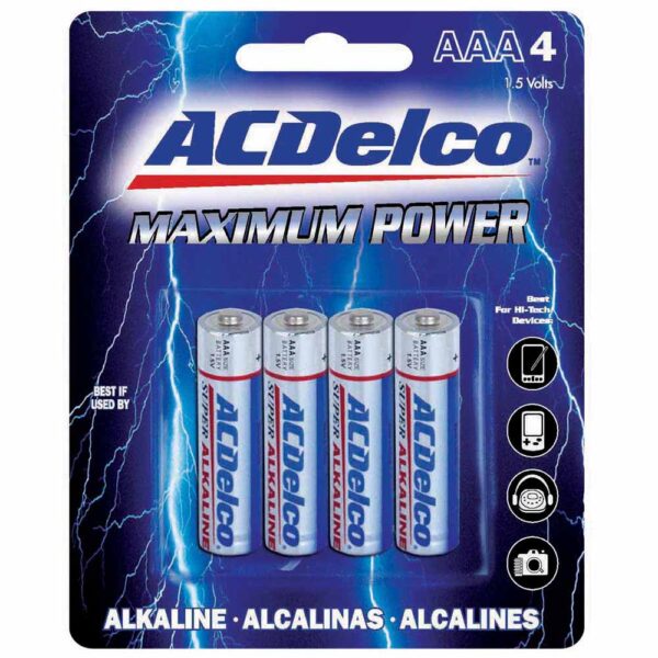 AC DELCO AAA ALKALINE 4 PACK CARDED