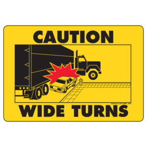 CAUTION WIDE TURN DECAL