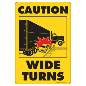 WIDE TURNS DECAL W/TRUCK VERTICLE