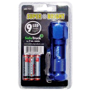 blue colored LED flashlight in packaging