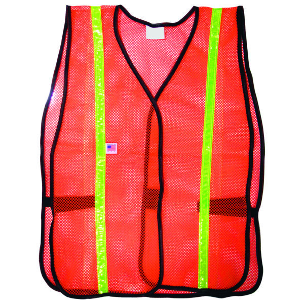 ORANGE KNIT VEST W/ 3/4" STRIPE