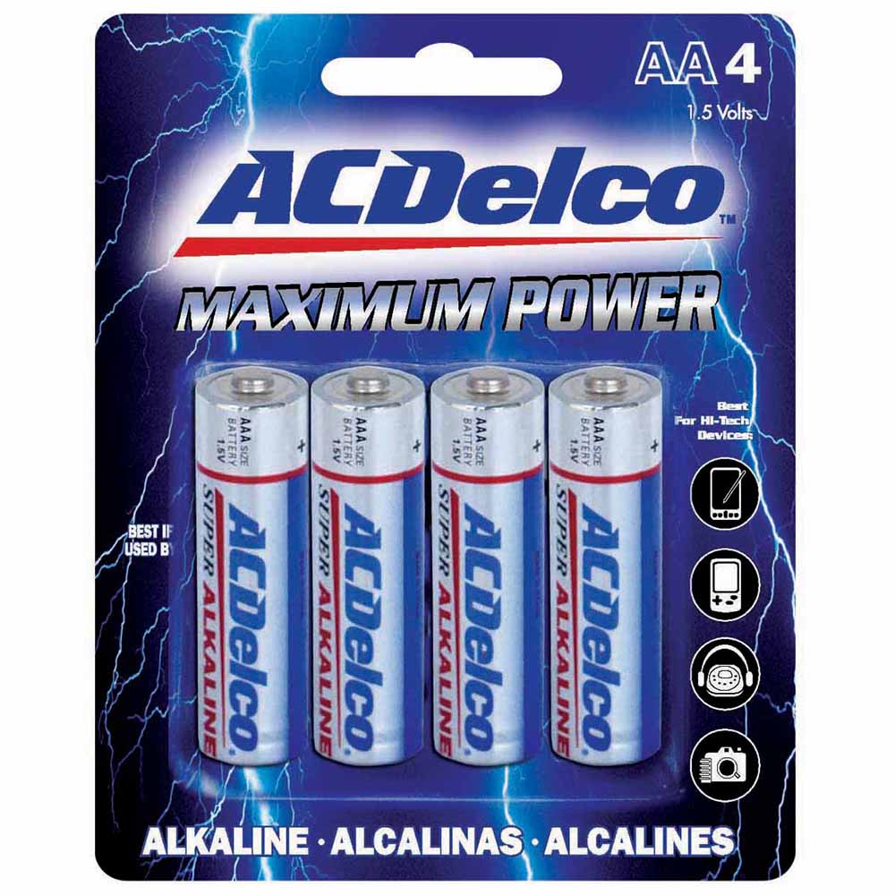 AC DELCO AA ALKALINE 4 PACK CARDED