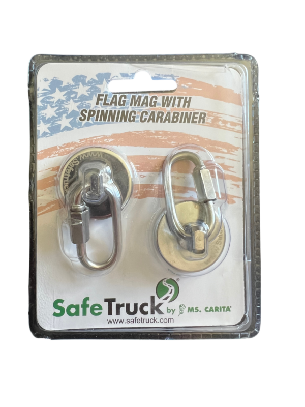 MAGNETIC FLAG HOLDERS W/SPINNING CARABINERS - RETAIL 2 PACK