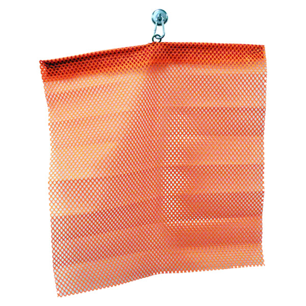 flag magnet with a spinning carabiner holding up a red safety truck flag