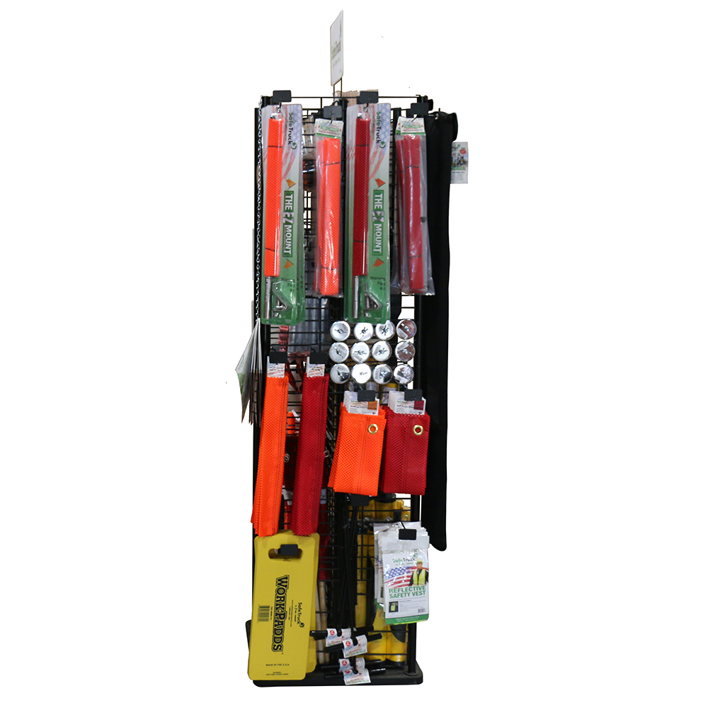 retail spinner display with ez mount truck safety flags grommet truck safety flags workpadds reflective safety vest