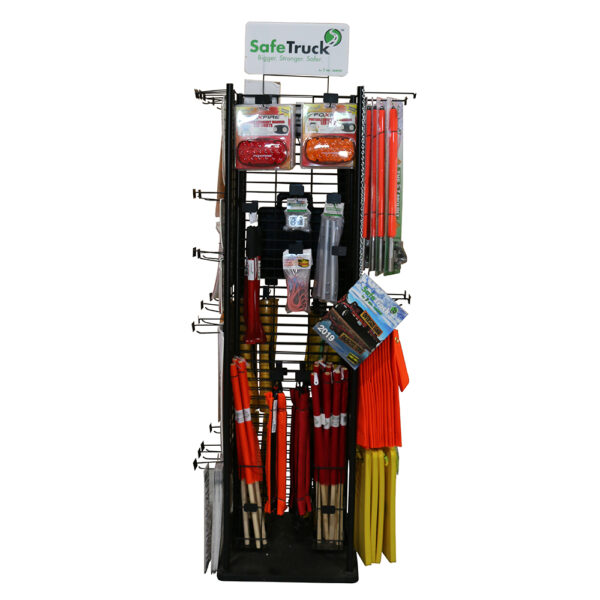 side four of retail spinner display with track safety flags foxfire lights