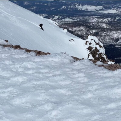 Ben dropping into a bowl on Lassen Peak