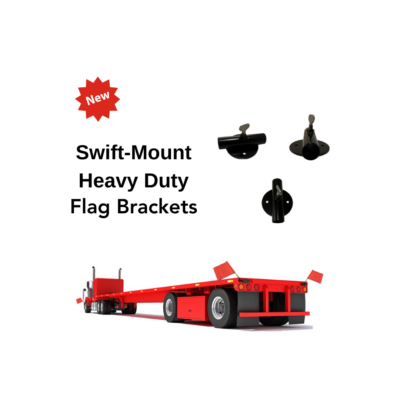 Swift-Mount Heavy Duty Flag Brackets mounted on a trailer with two flags