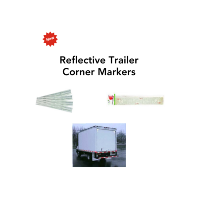 Reflective Trailer Corner Markers and the rear door of a box truck with the corner markers
