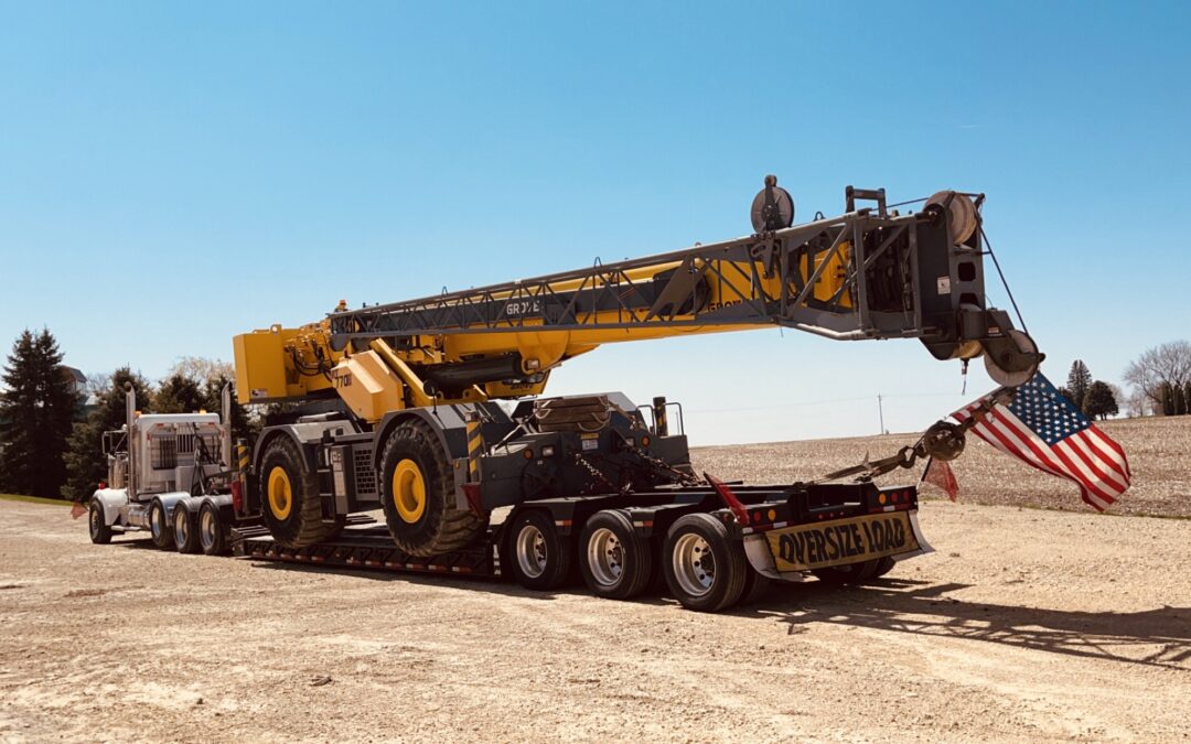 Always need flags and banners when moving our 70 ton crane!  Not sure if Old Glory is a DOT approved flag but it’s American approved!